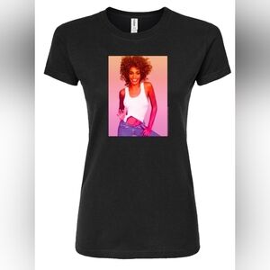Whitney Houston Graphic Tee, Juniors Fitted Tee XL. New Without Tags